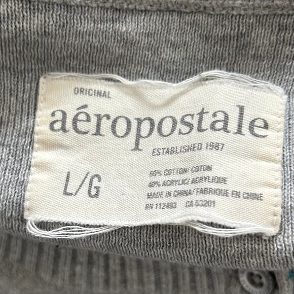 Vintage Aeropostale Henley knit sweater slim fitted tunic scoop neck Y2K retro L - Picture 9 of 9